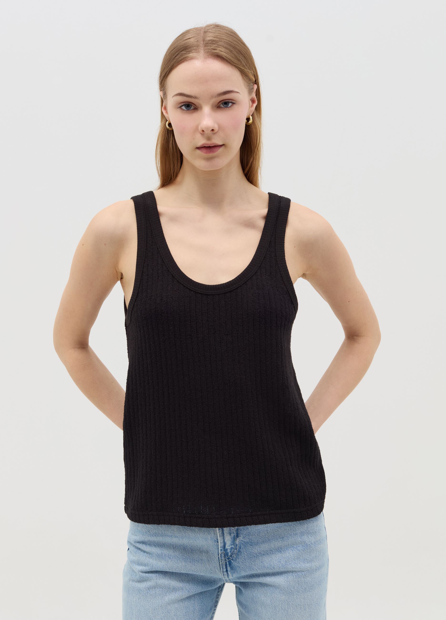 Tank top with striped motif
