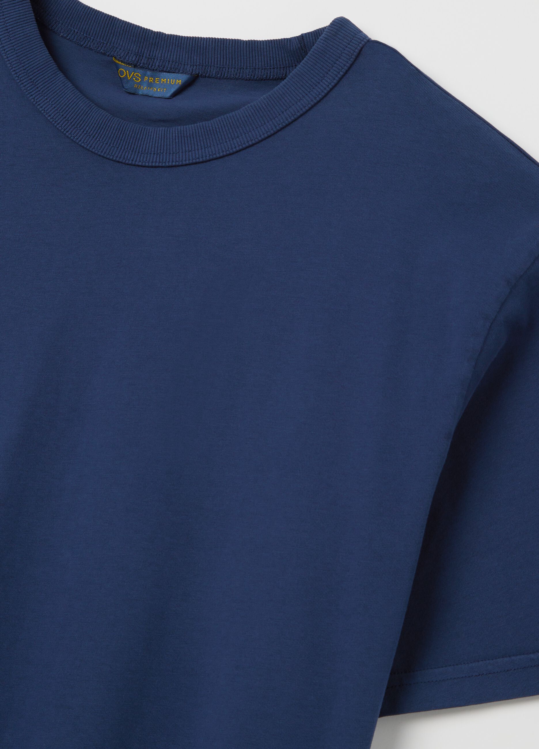 Blue Cotton Short-Sleeve T-shirt