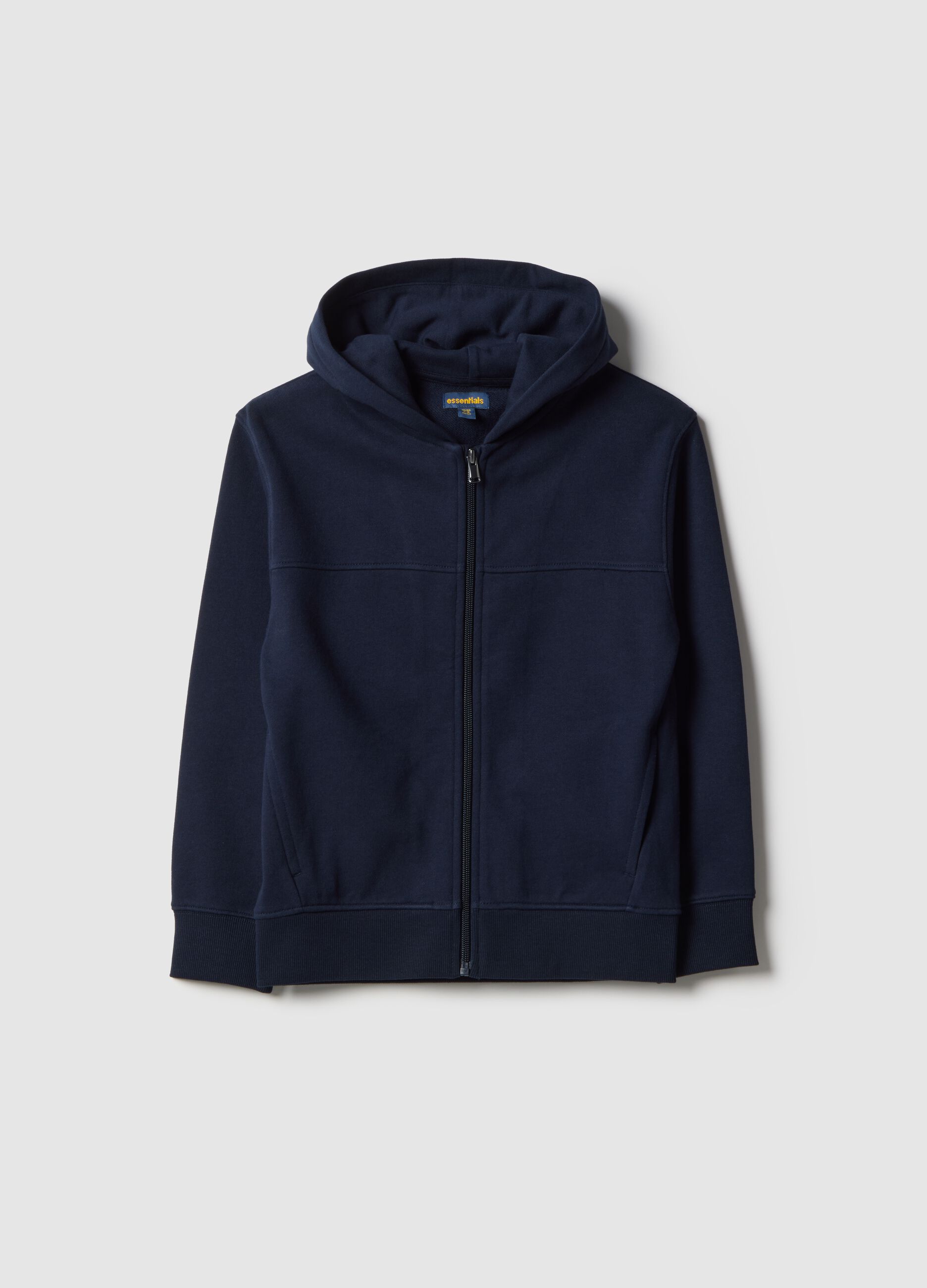 Kids' blue cotton hoodie with regular fit zip