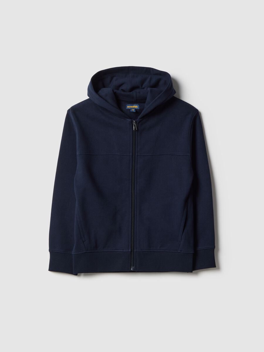 Kids' blue cotton hoodie with regular fit zip_0