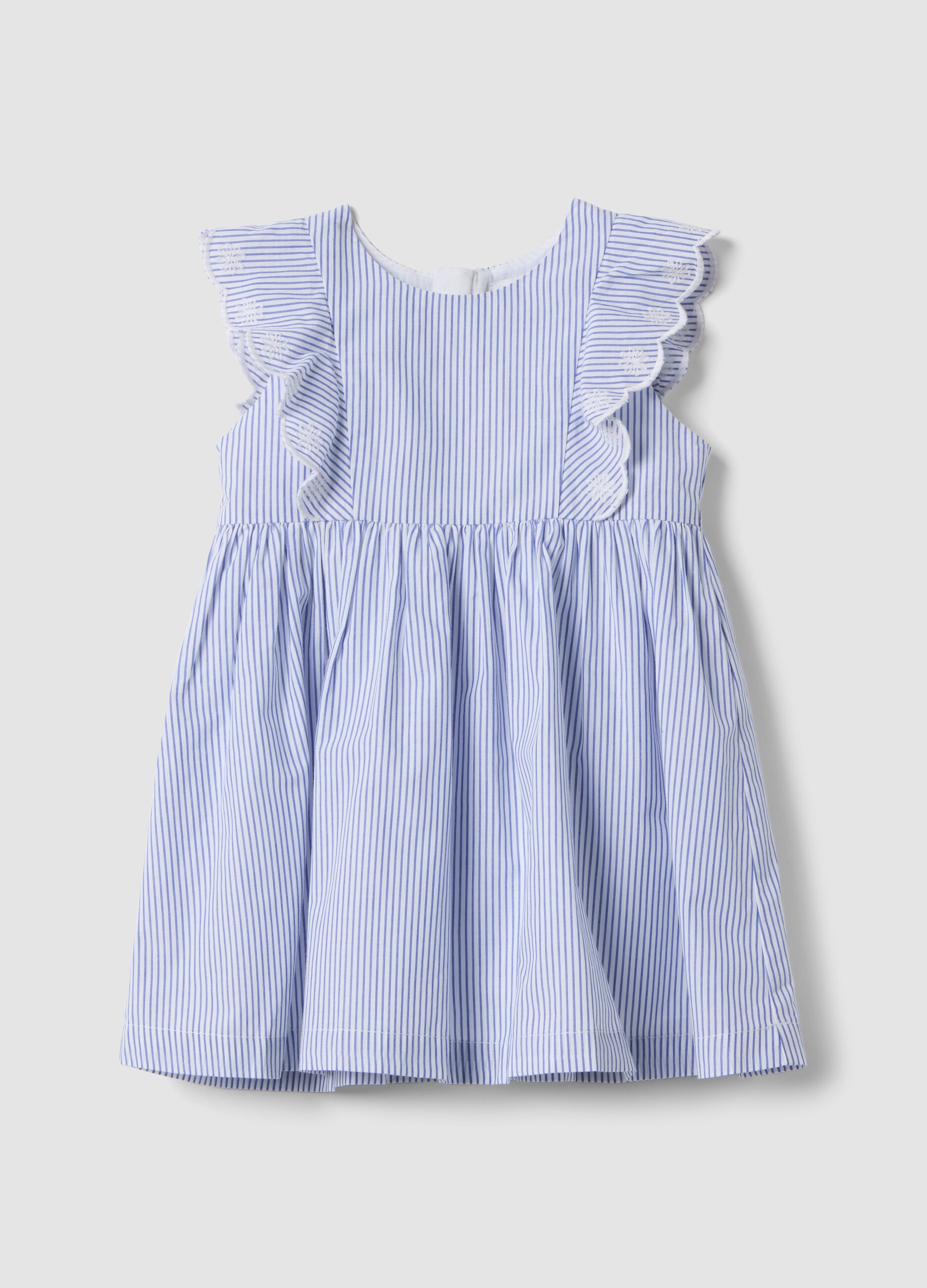 Girls' regular fit multicolour striped pure cotton dress