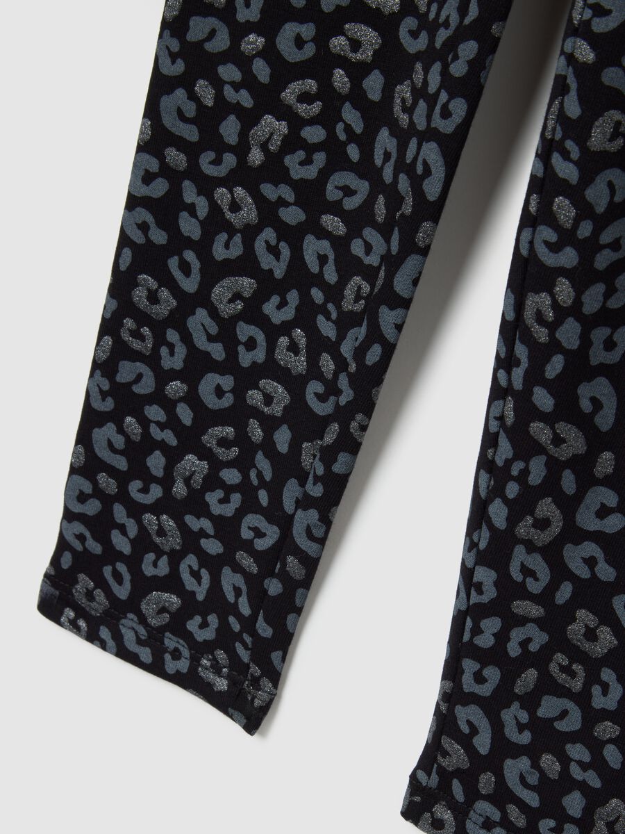 Girls' Black Animal Print Skinny Cotton Leggings_3