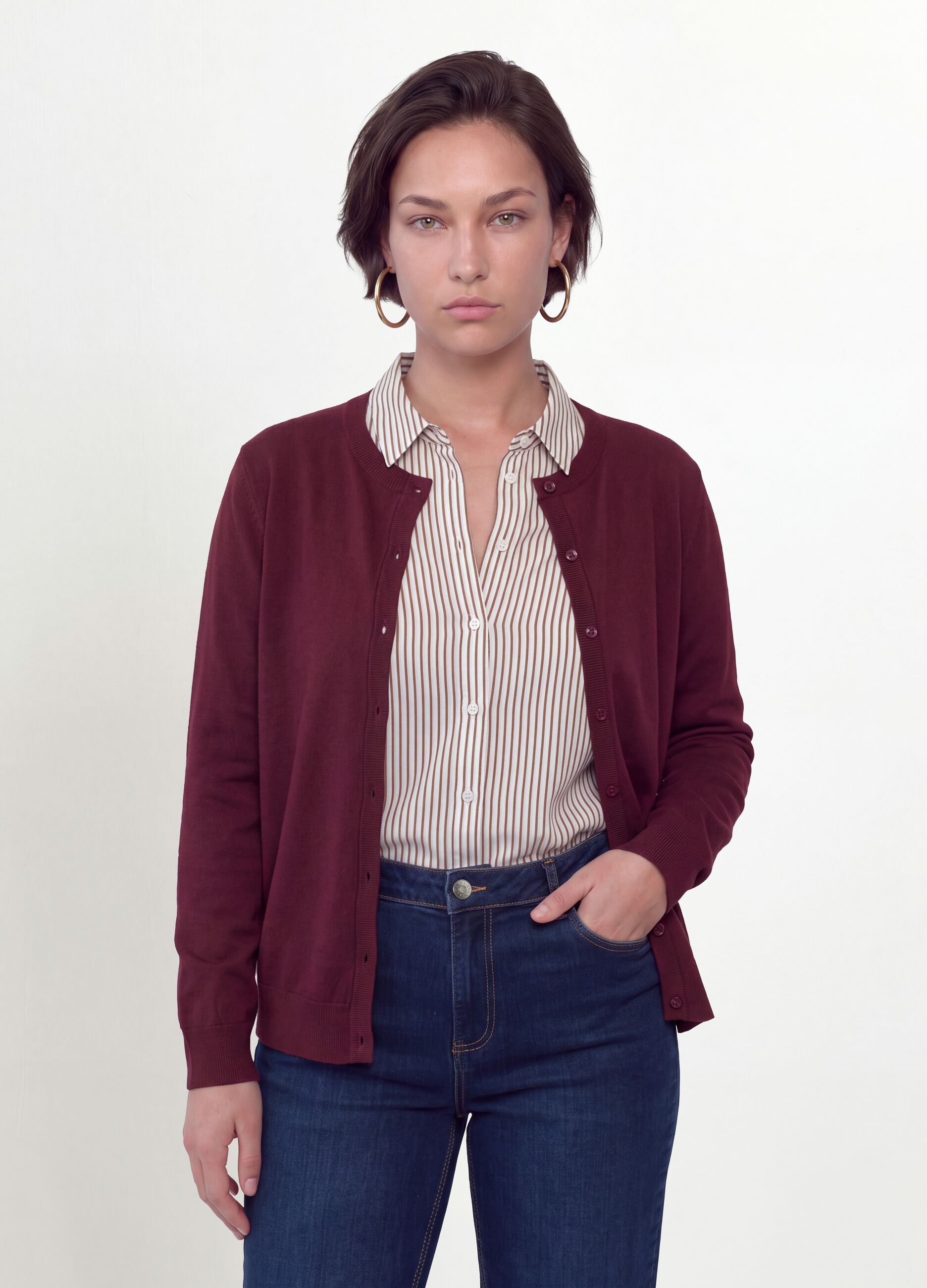 Cardigan rosso in misto viscosa con bottoni regular fit