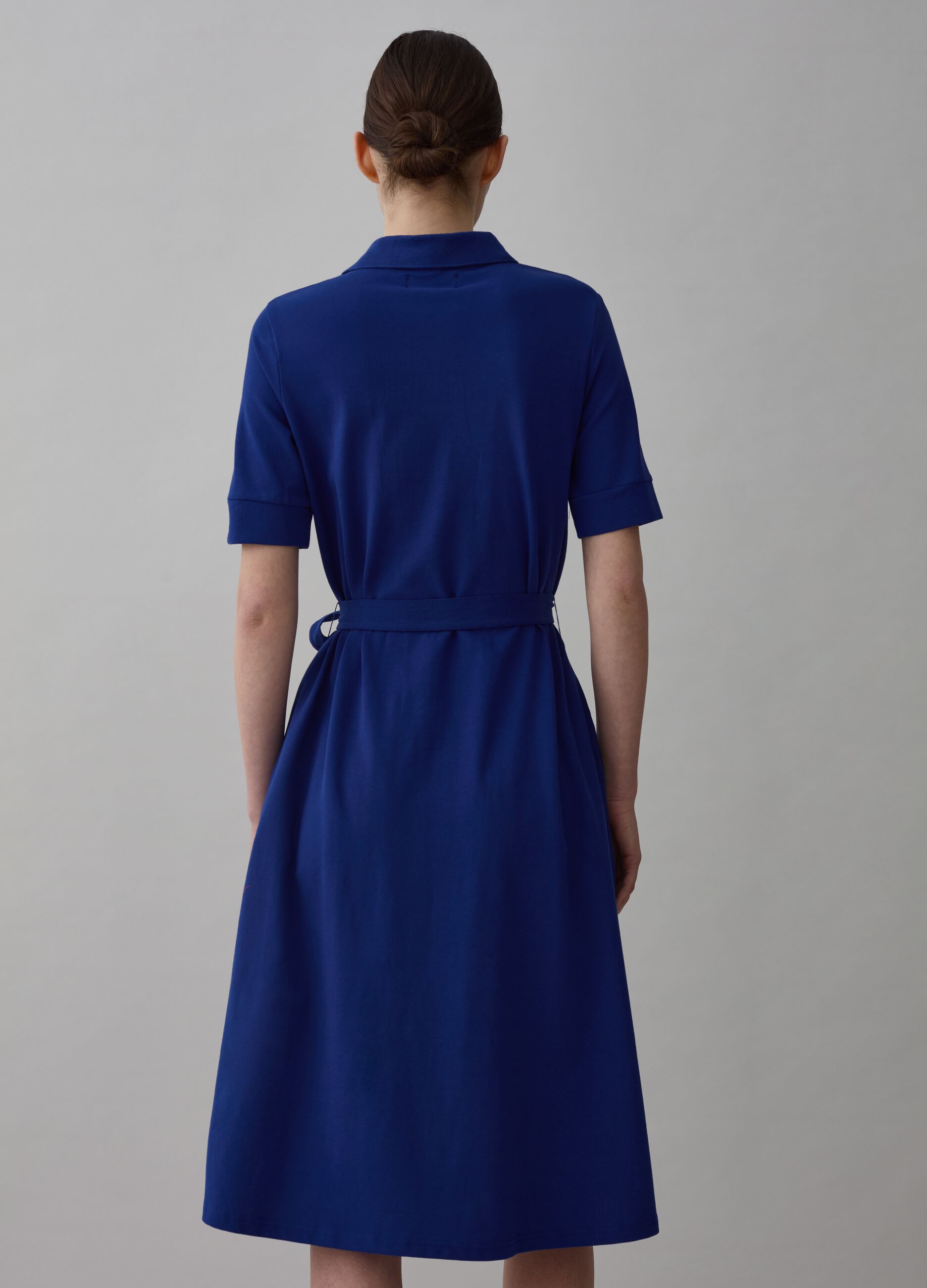 Polo shirt dress in piquet with belt