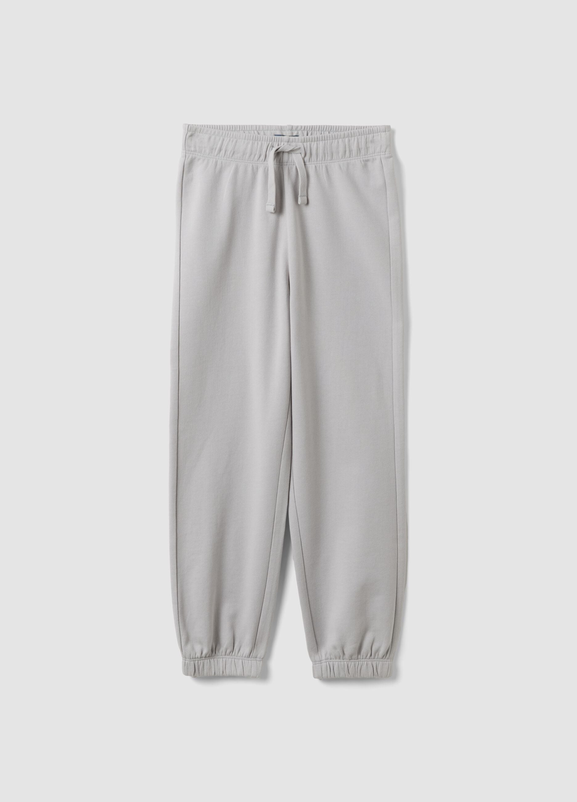 Grey pure organic cotton jogger trousers for boys, relaxed fit