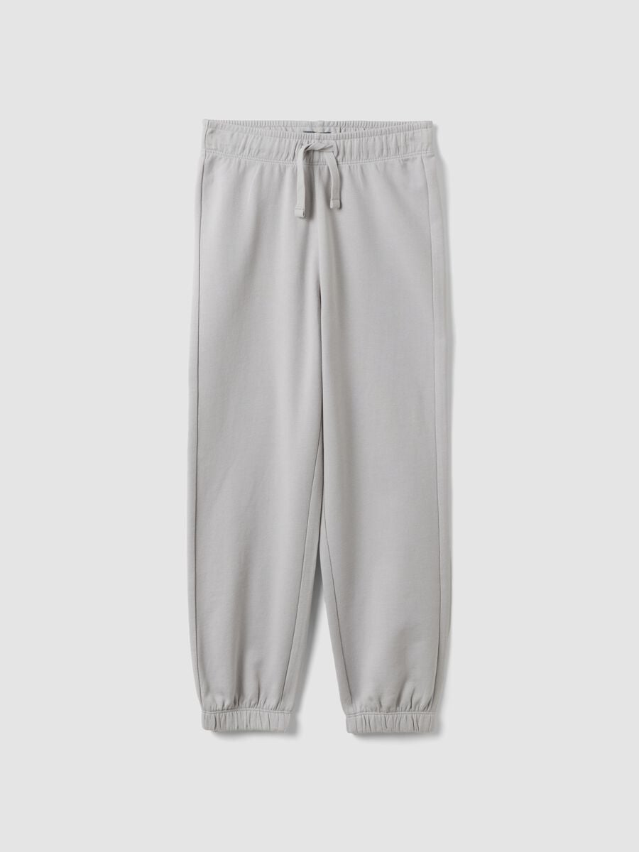 Pantaloni jogger grigi in puro cotone organico per ragazzo relaxed fit_0