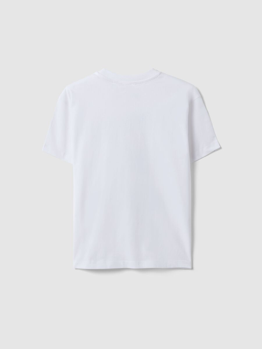Oversized white pure cotton kids t-shirt with print_1