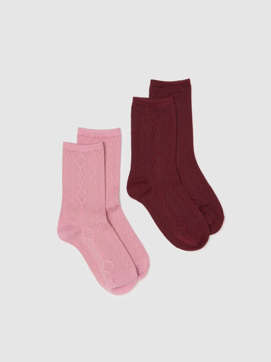 Multicolour cotton long socks twin pack for girls_0