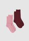 Multicolour cotton long socks twin pack for girls_0