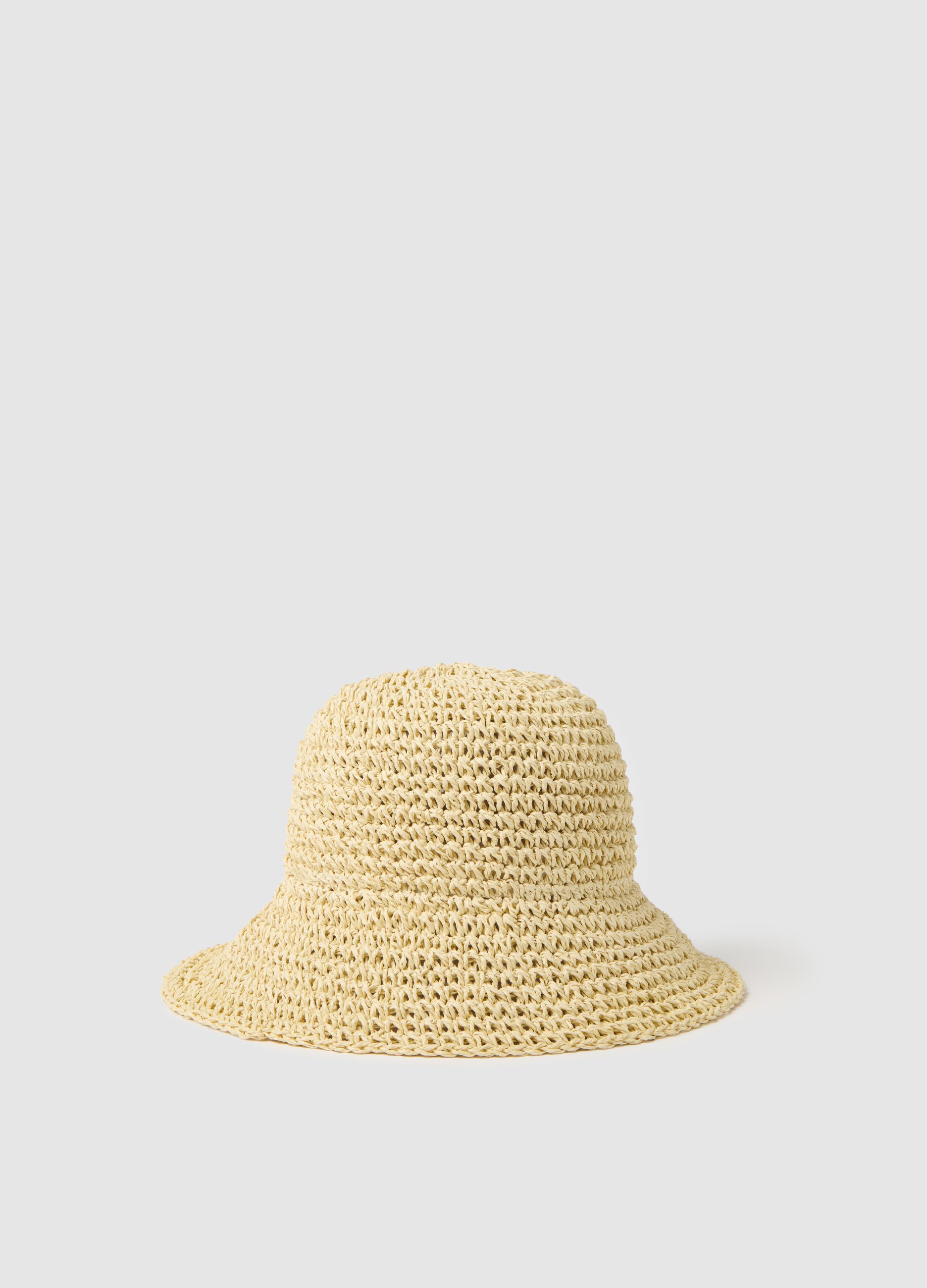 Natural cloche hat in woven straw