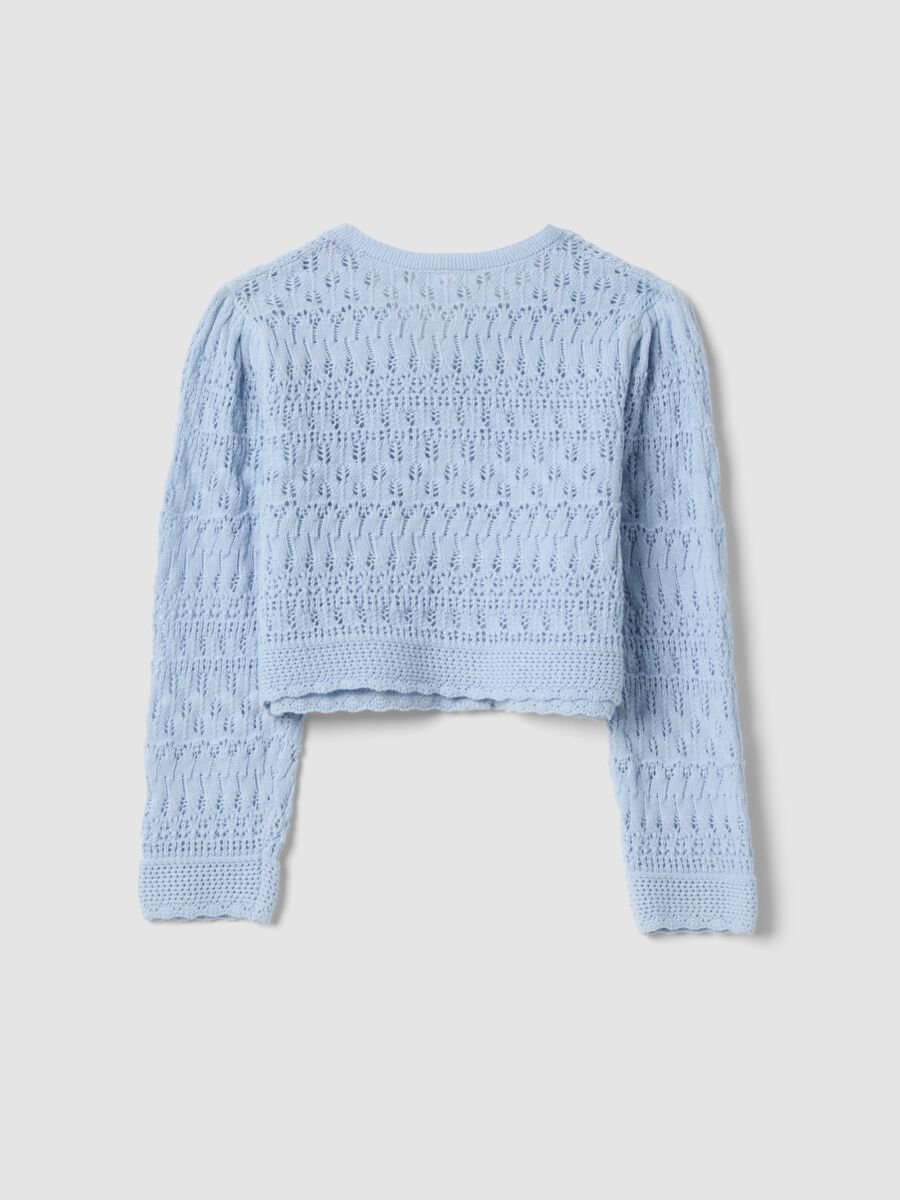 Blue fitted pure cotton knitted cardigan for baby girl_1