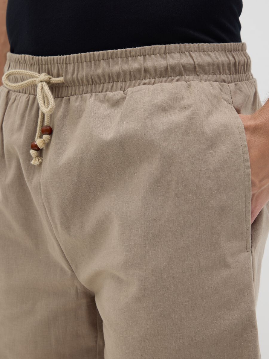 Beige pyjama shorts in cotton and linen_2