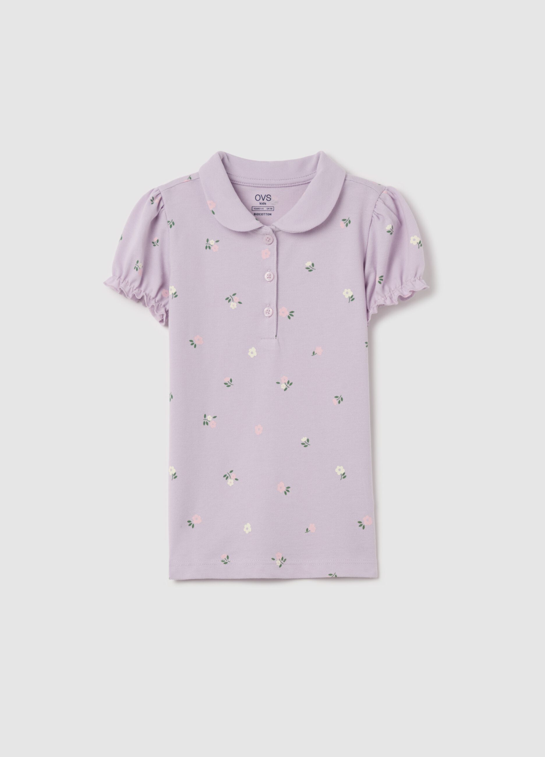 Organic cotton polo shirt with print