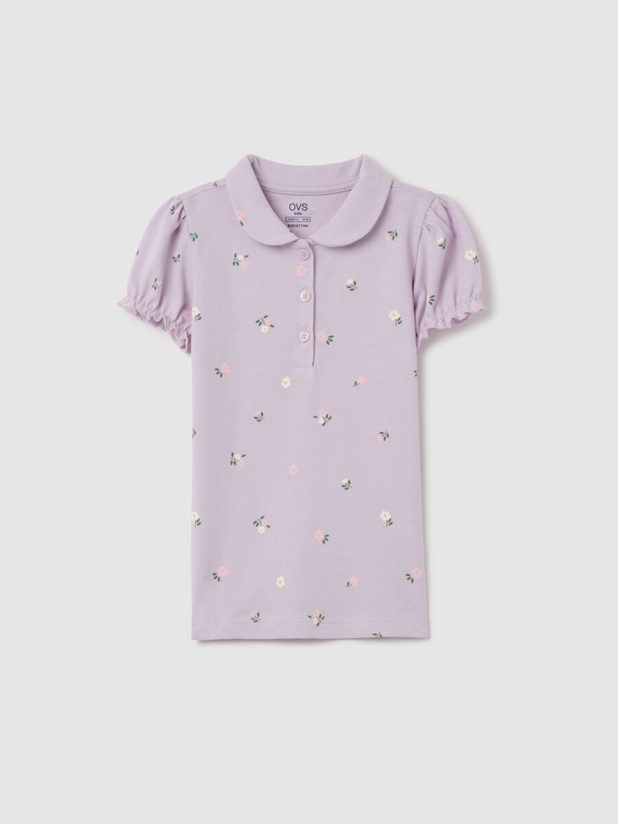 Organic cotton polo shirt with print_0