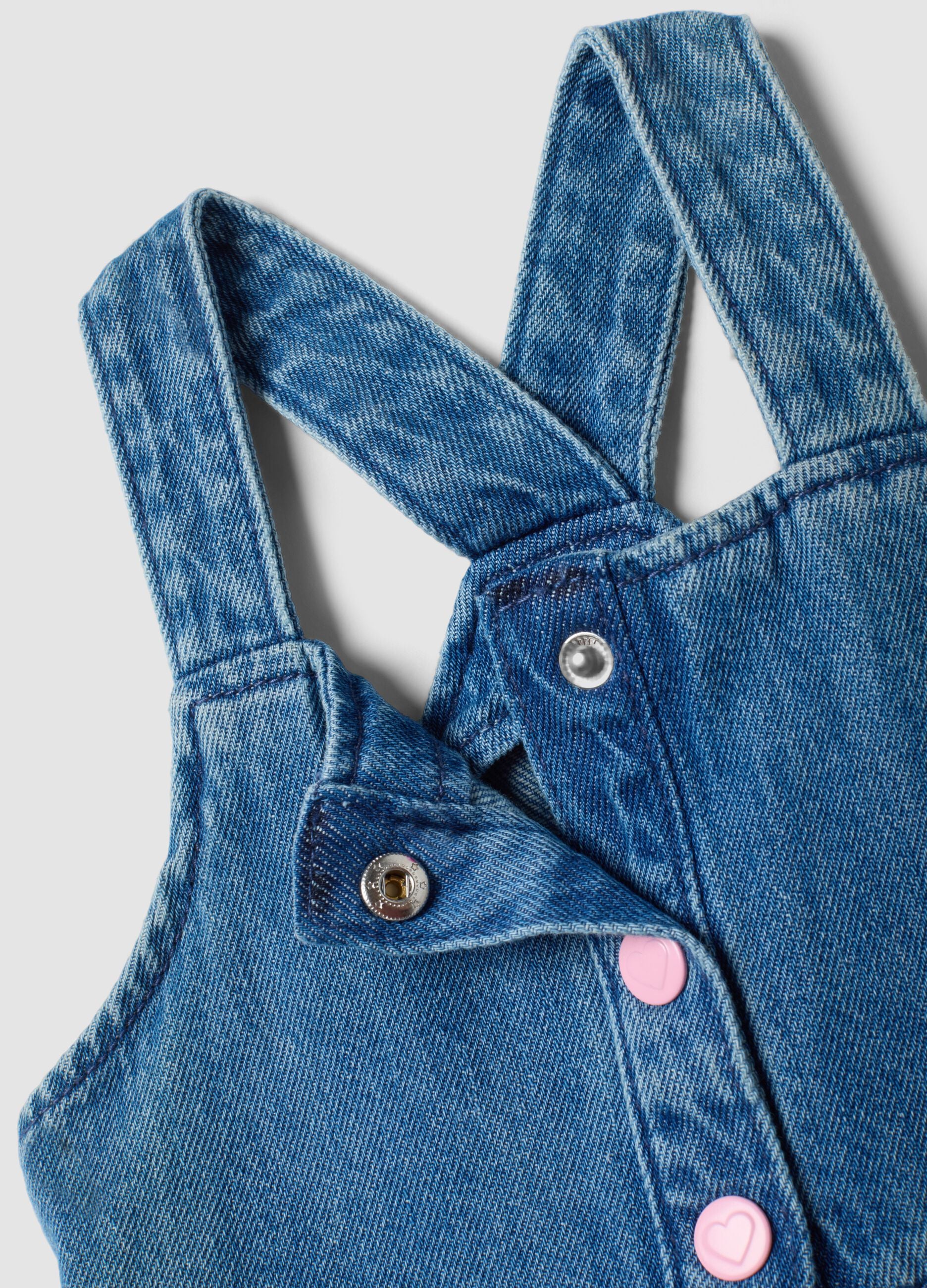 Blue denim cotton and viscose blend dress with Lilo & Stitch print for baby girl