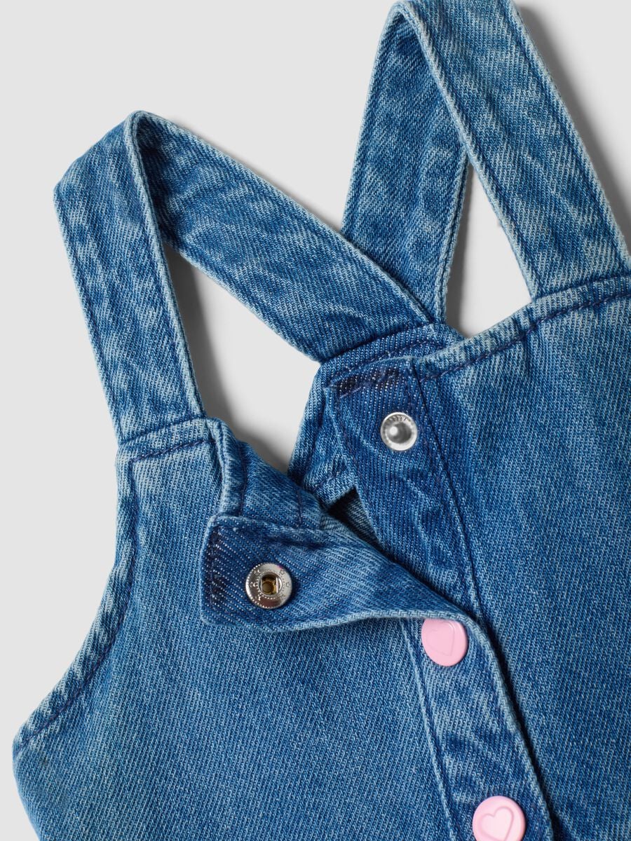 Abito denim blu in misto cotone e viscosa con stampa Lilo & Stitch per bimba_3