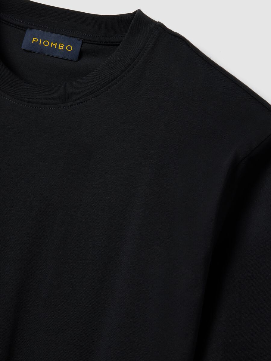 T-shirt girocollo in puro cotone nero relaxed fit_5