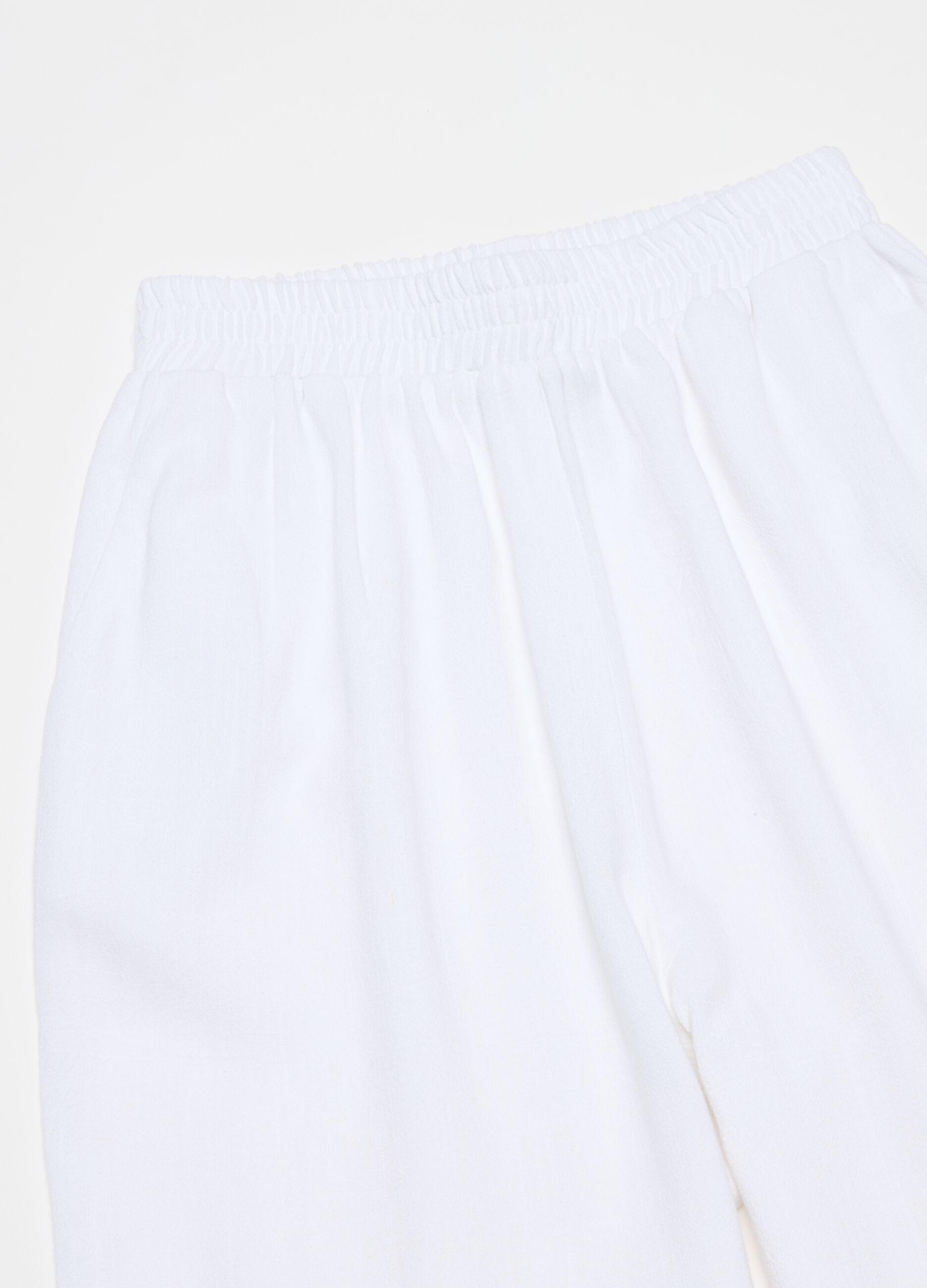 Wide-Leg Linen Cargo Trousers White