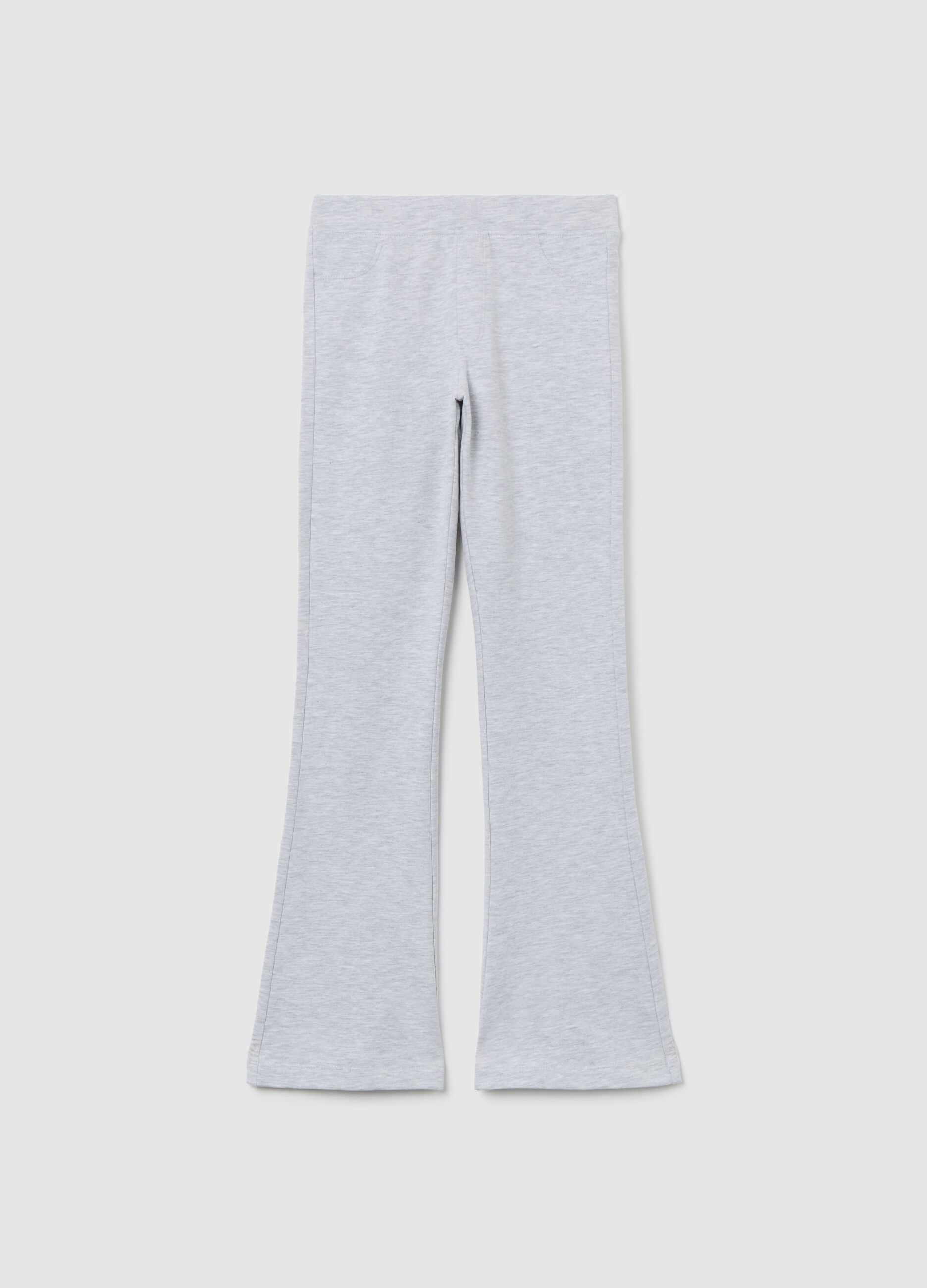 Girls' grey stretch cotton flared treggings