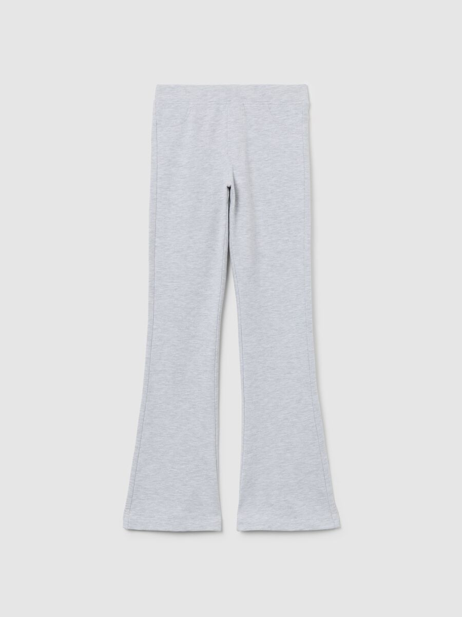 Girls' grey stretch cotton flared treggings_0