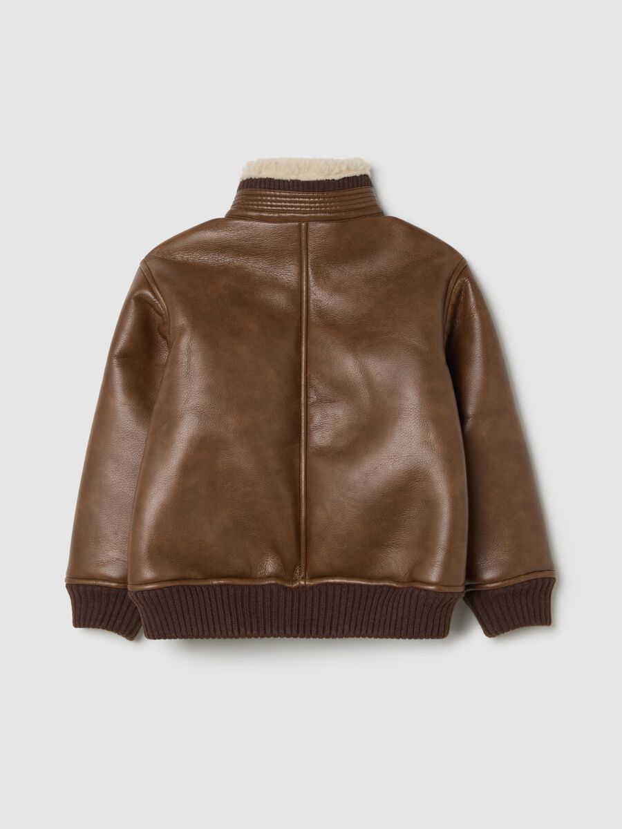 Brown bonded fabric jacket_1