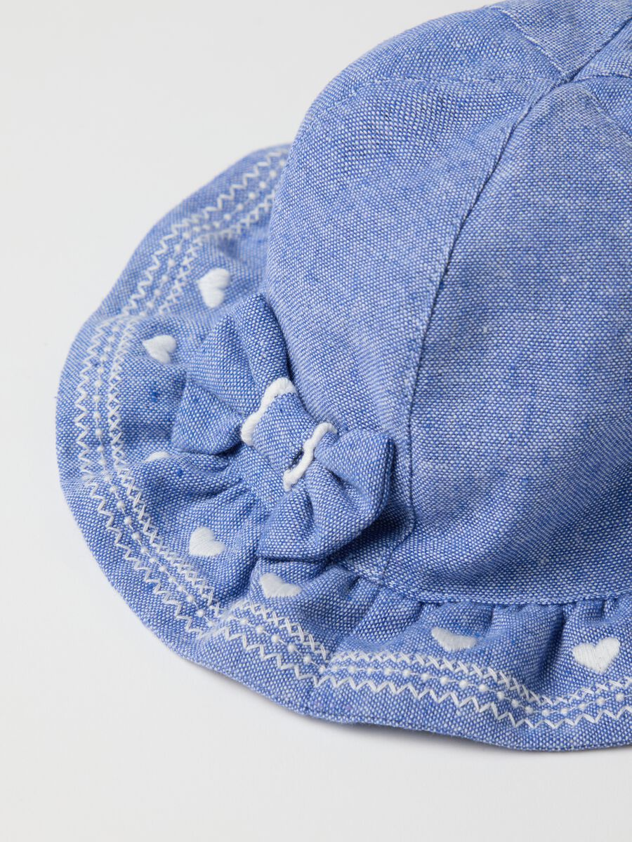 Blue regular fit baby hat with decorative bow_2