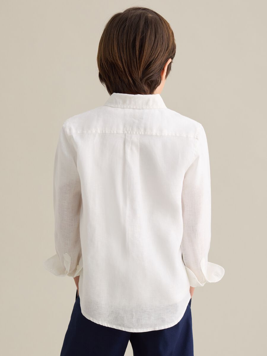 White linen shirt with logo embroidery_2