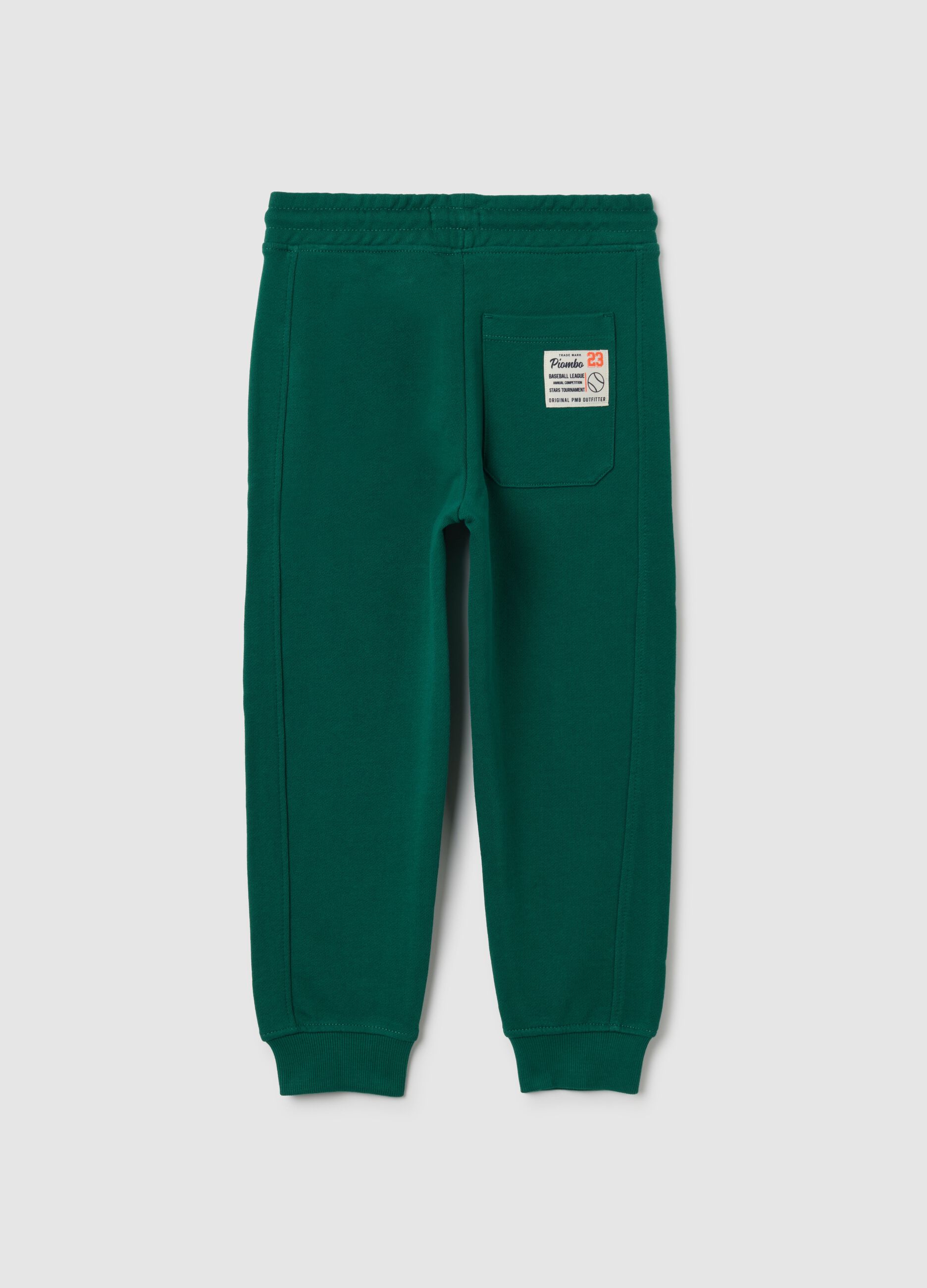 Boys' green pure cotton regular fit trousers