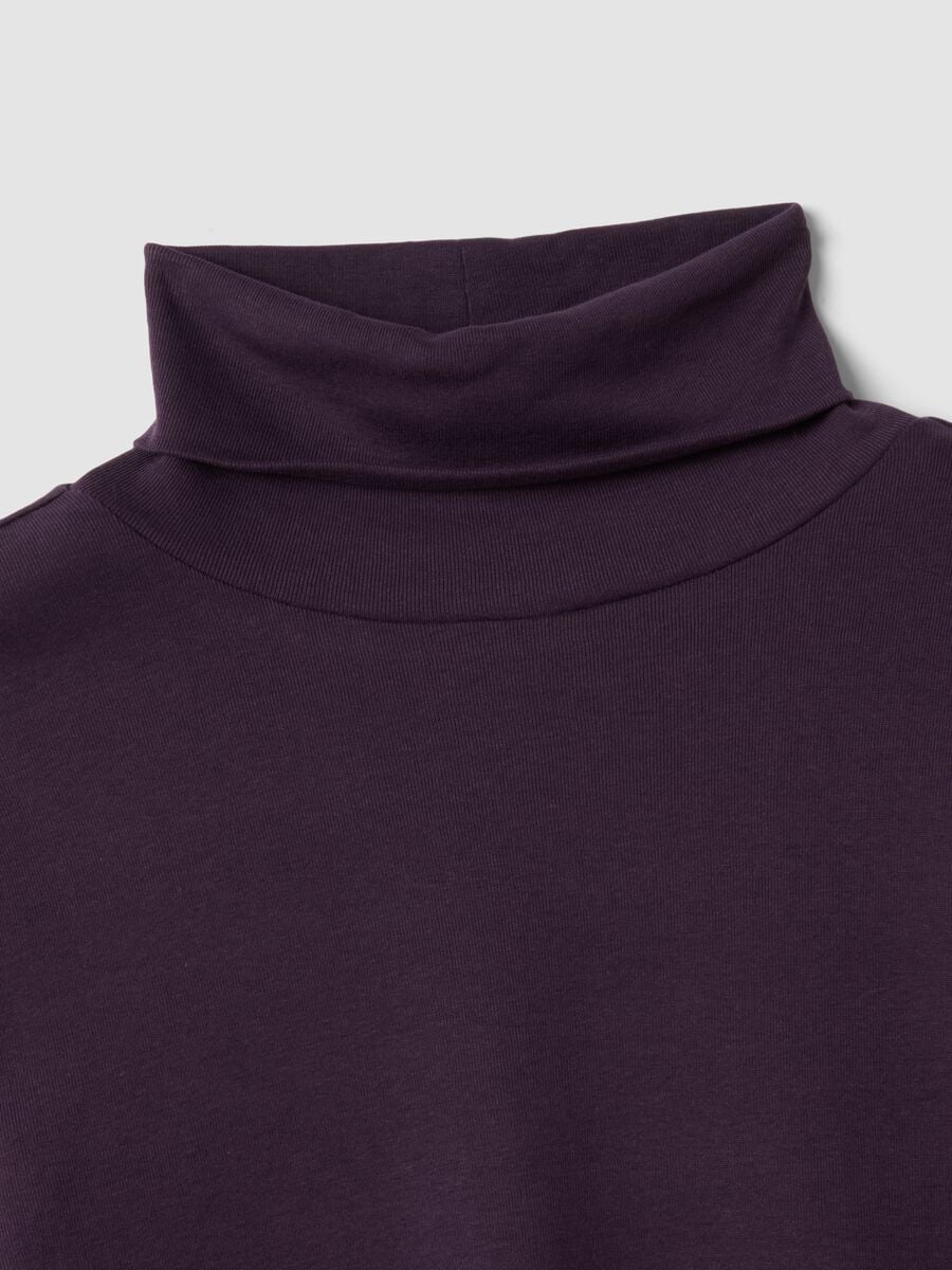 Maglia viola in puro cotone con girocollo a maniche lunghe_5