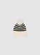 Girl's Black and White Striped Hat with Pom Pom_0