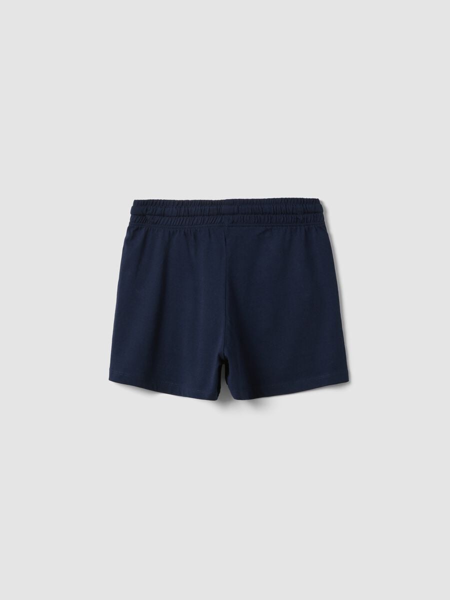 Pantaloncini in puro cotone blu da ragazza regular fit_4