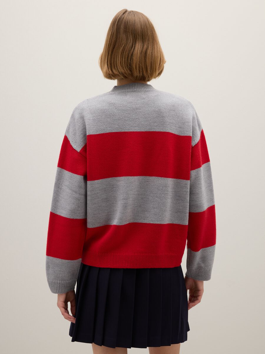 Grey and Red Striped Jumper_3
