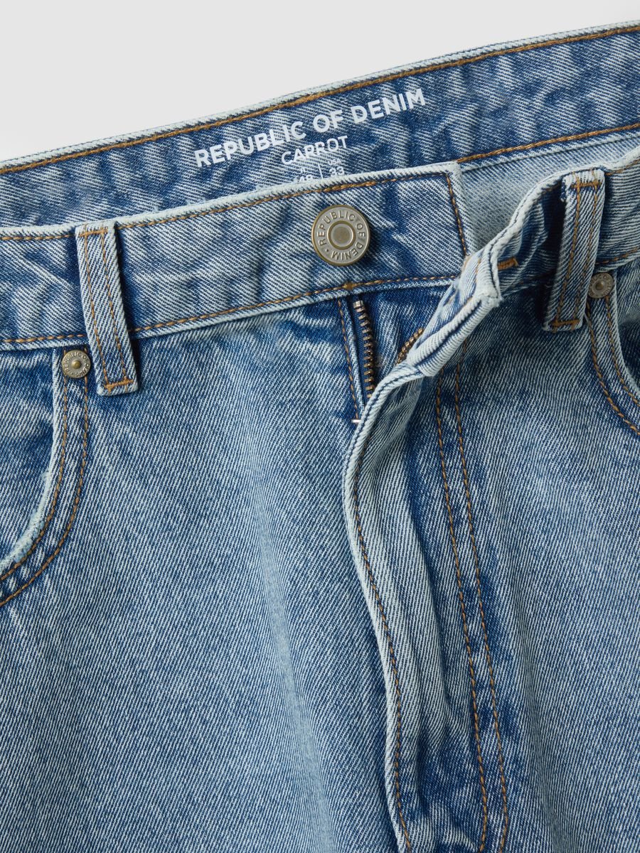 Pure Cotton Denim Blue Carrot Fit Jeans_5