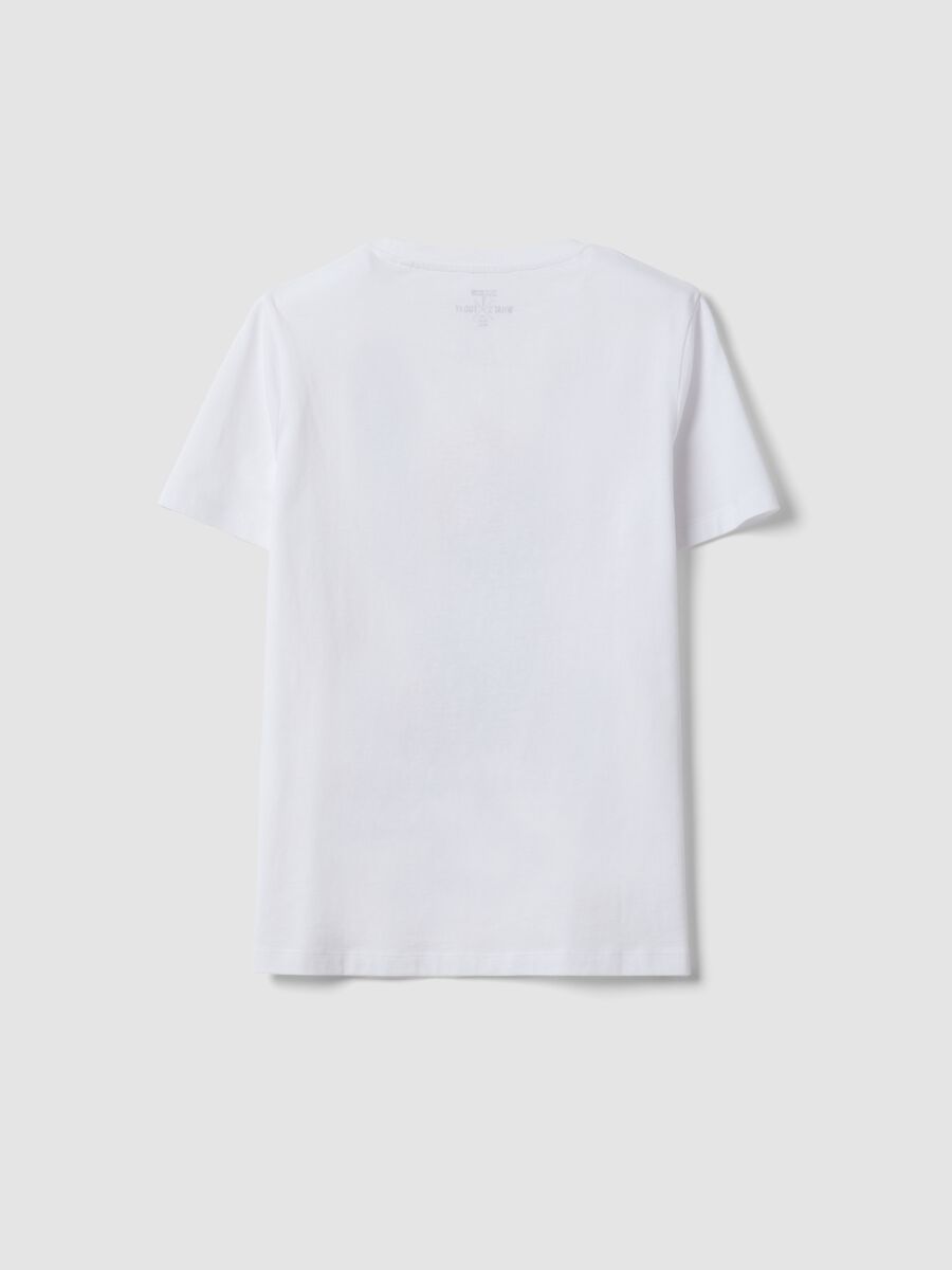 White pure cotton jersey T-shirt with dog print, regular fit_5