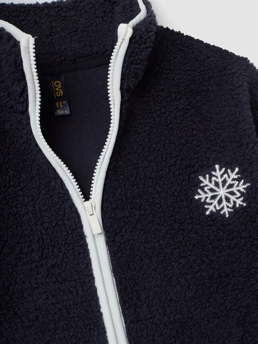 Vestaglia sherpa blu con zip e due tasche_1