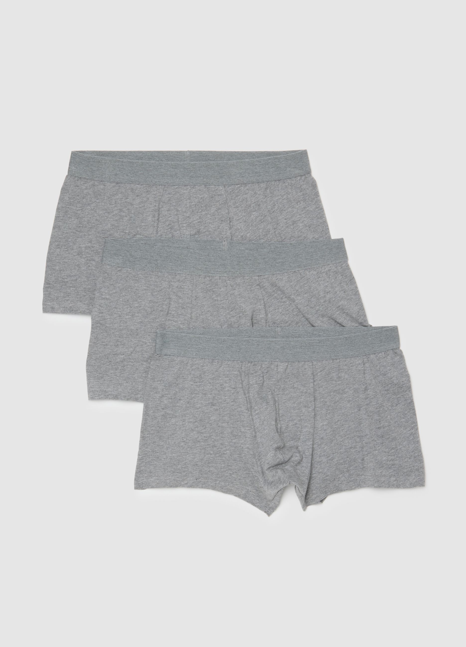 Pack of three grey pure cotton boxer shorts regular fit