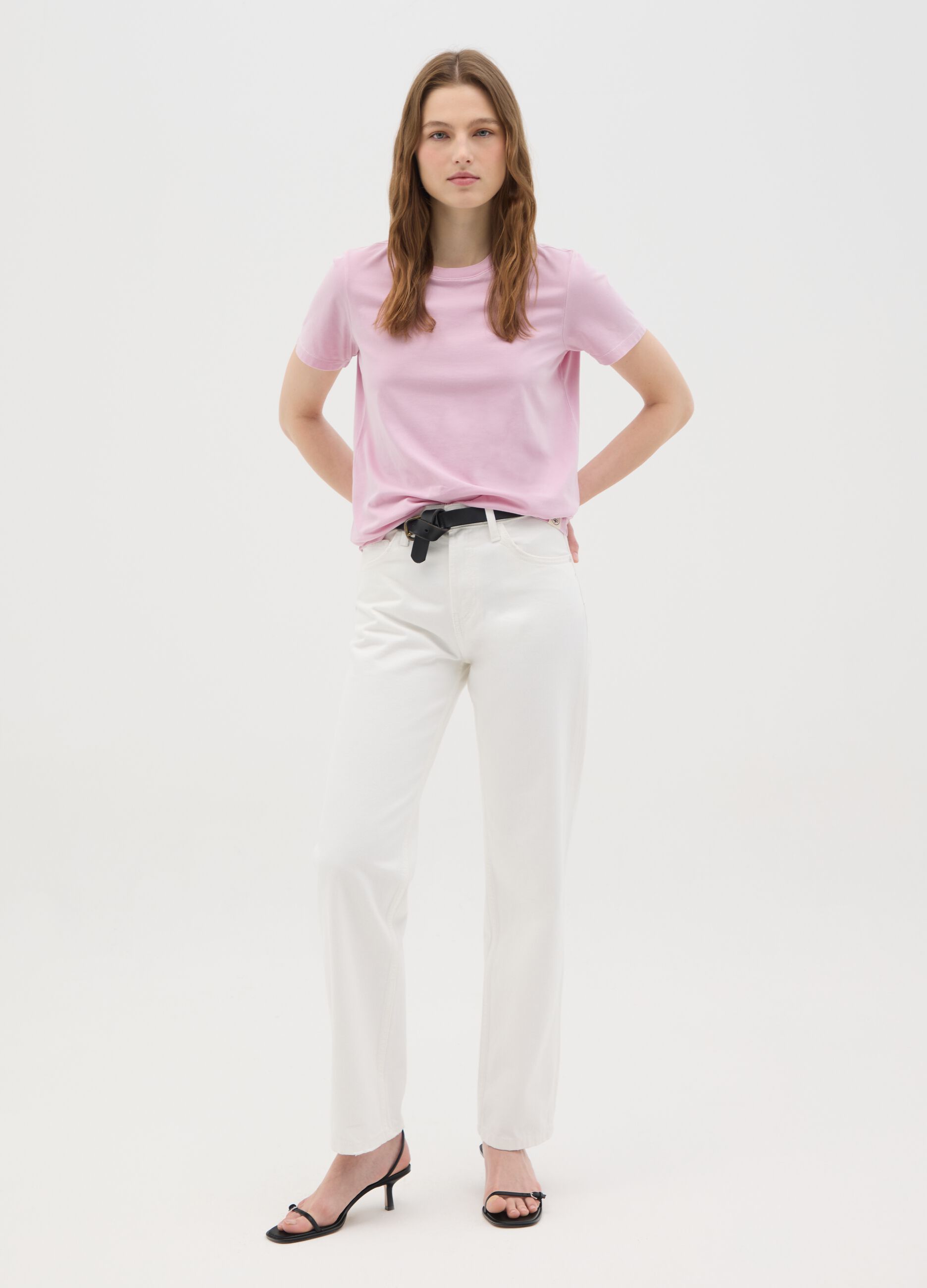 Women’s pink regular-fit T-shirt in 100% cotton