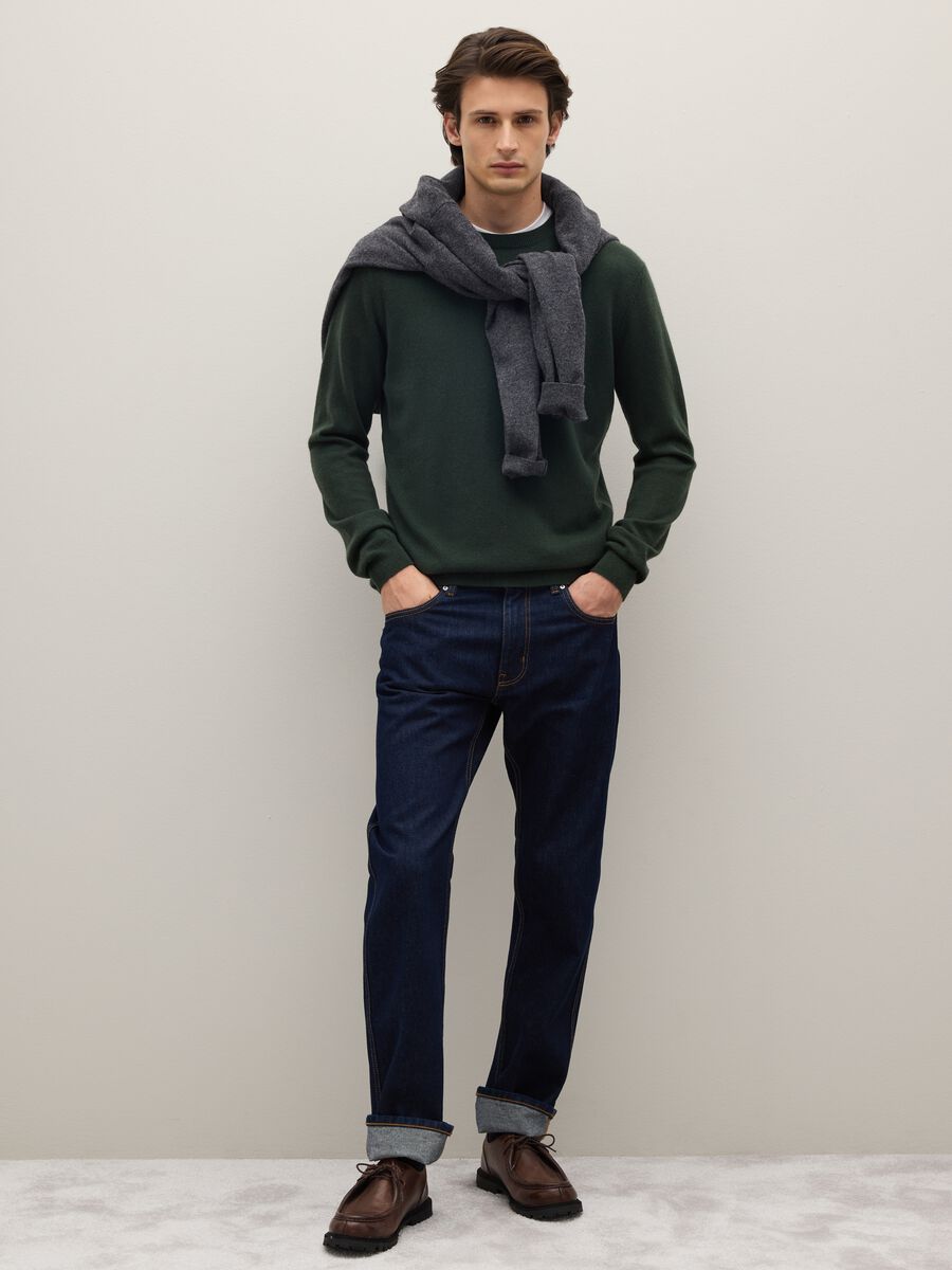 Green crewneck pullover in pure cashmere, regular fit_1