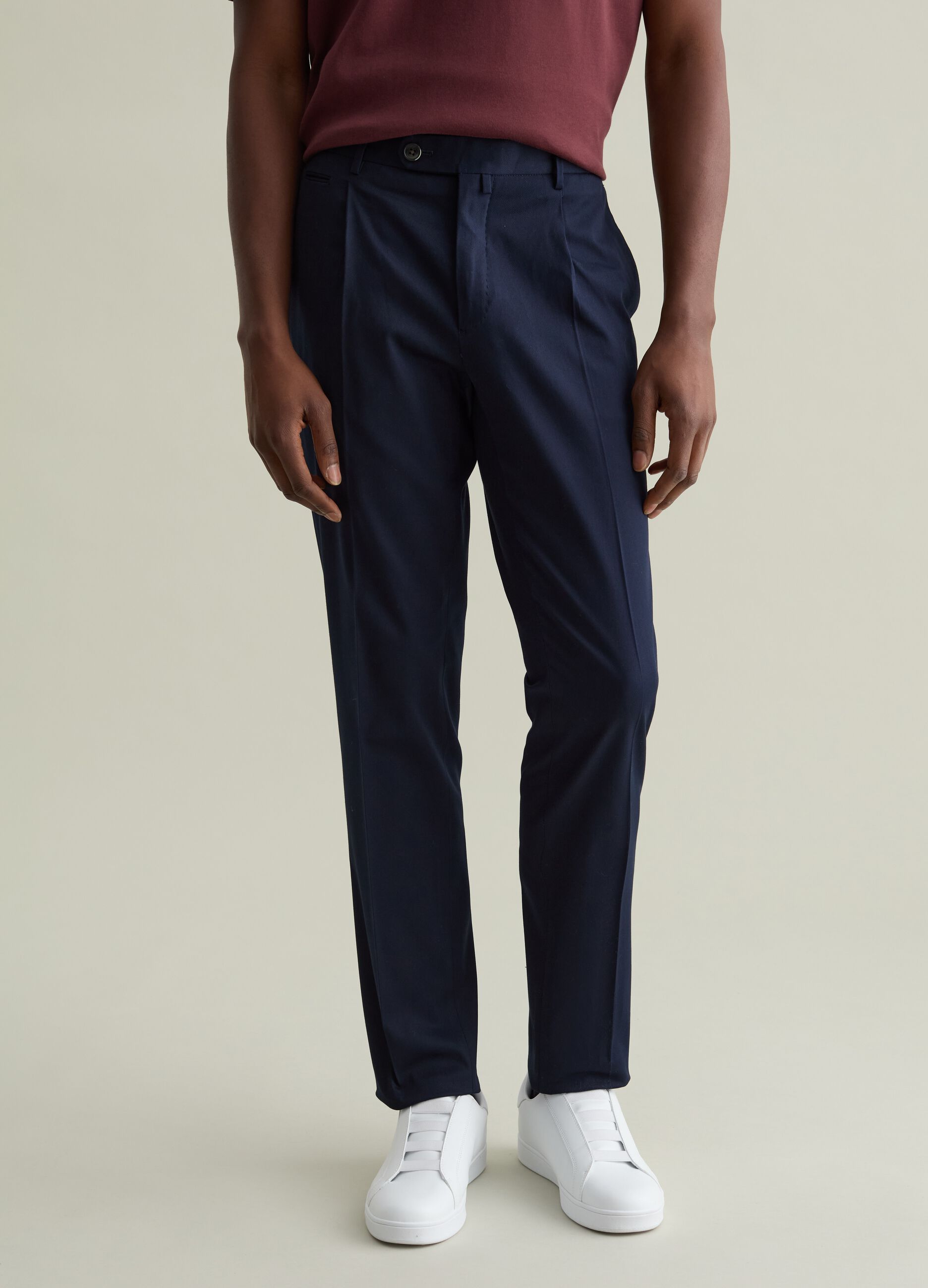 Contemporary chino trousers with darts