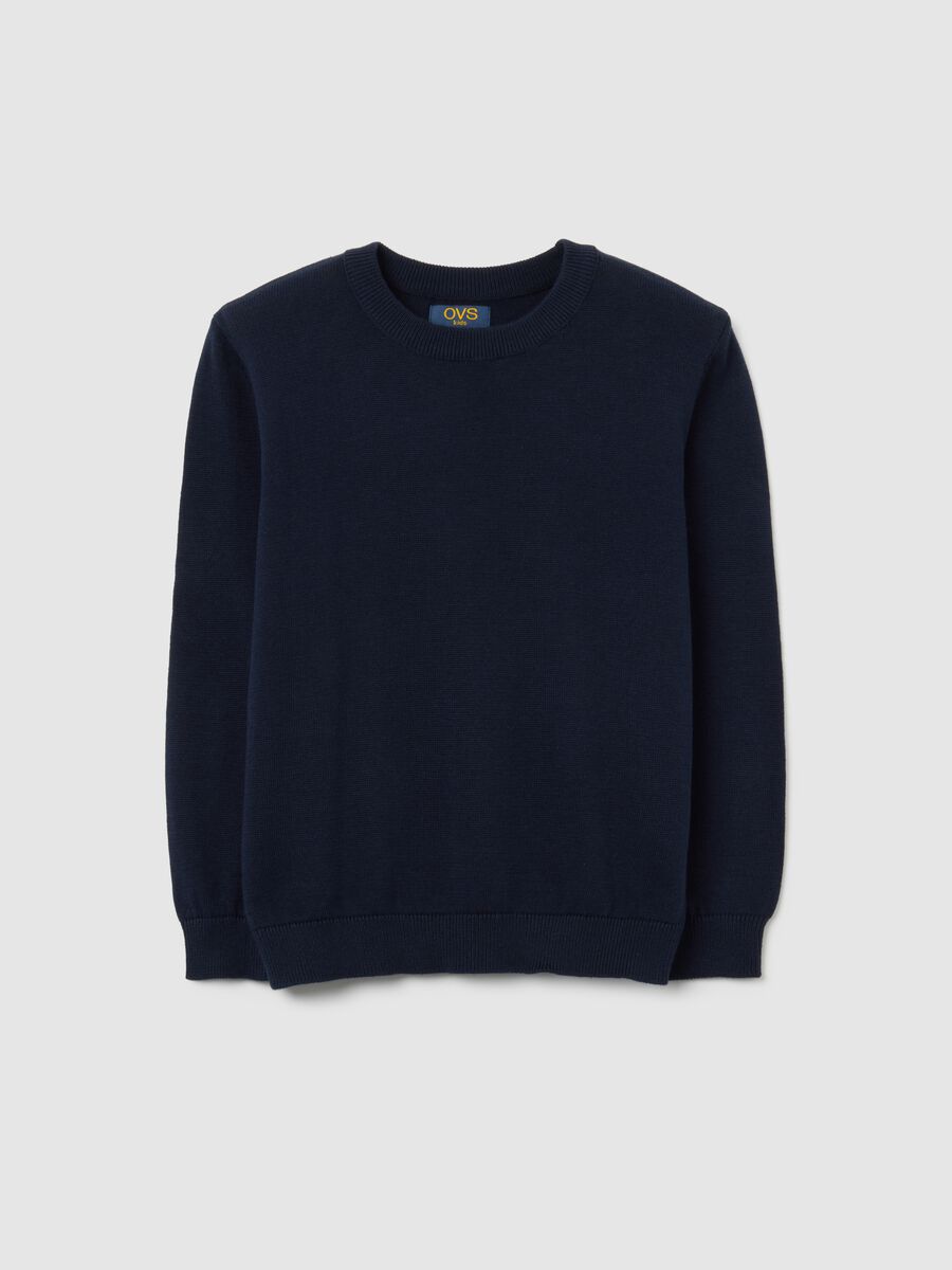 Maglione blu da bambino in puro cotone vestibilità over_0
