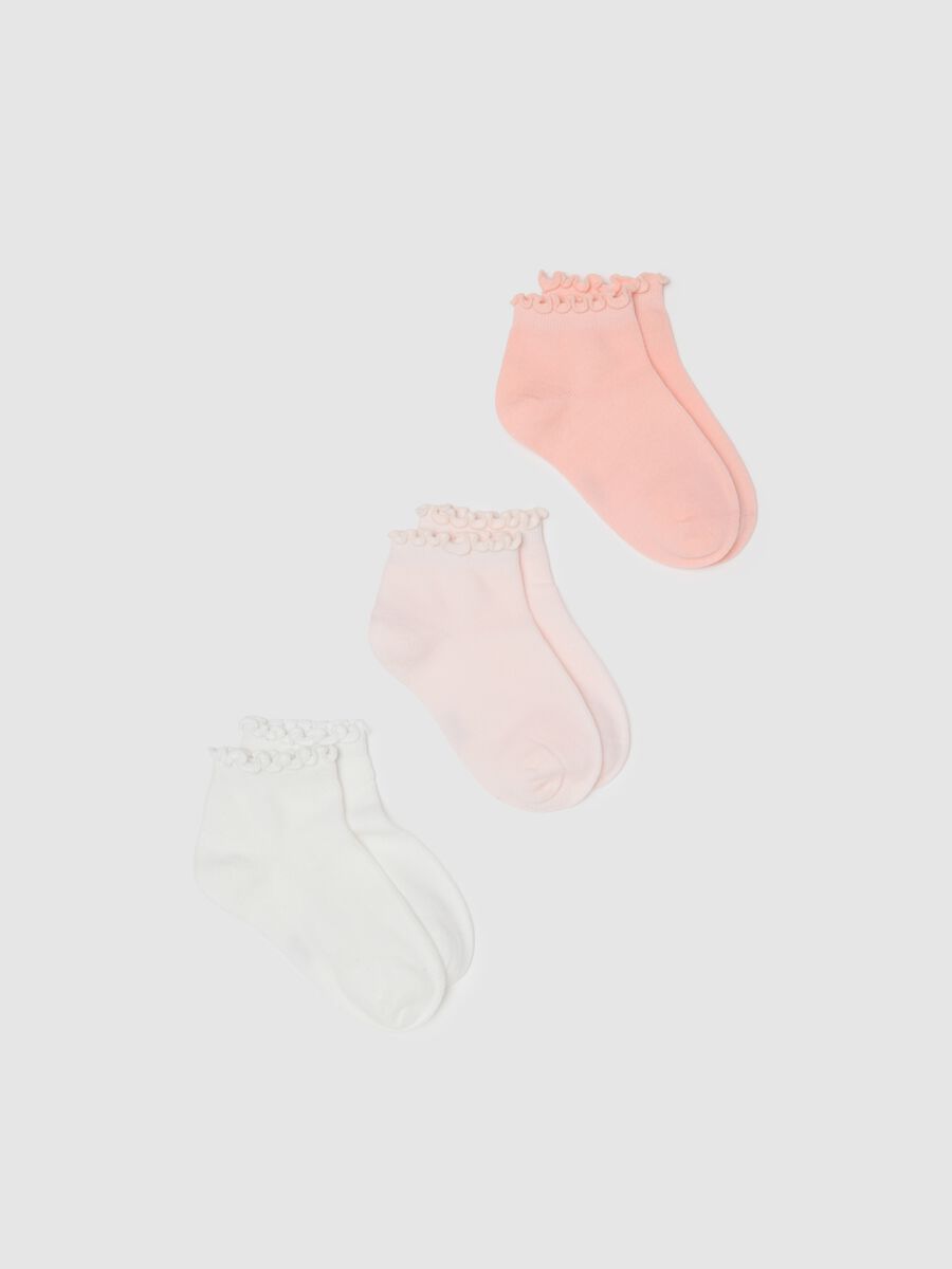 Girls' Multicolour Short Cotton Socks Tripack_0