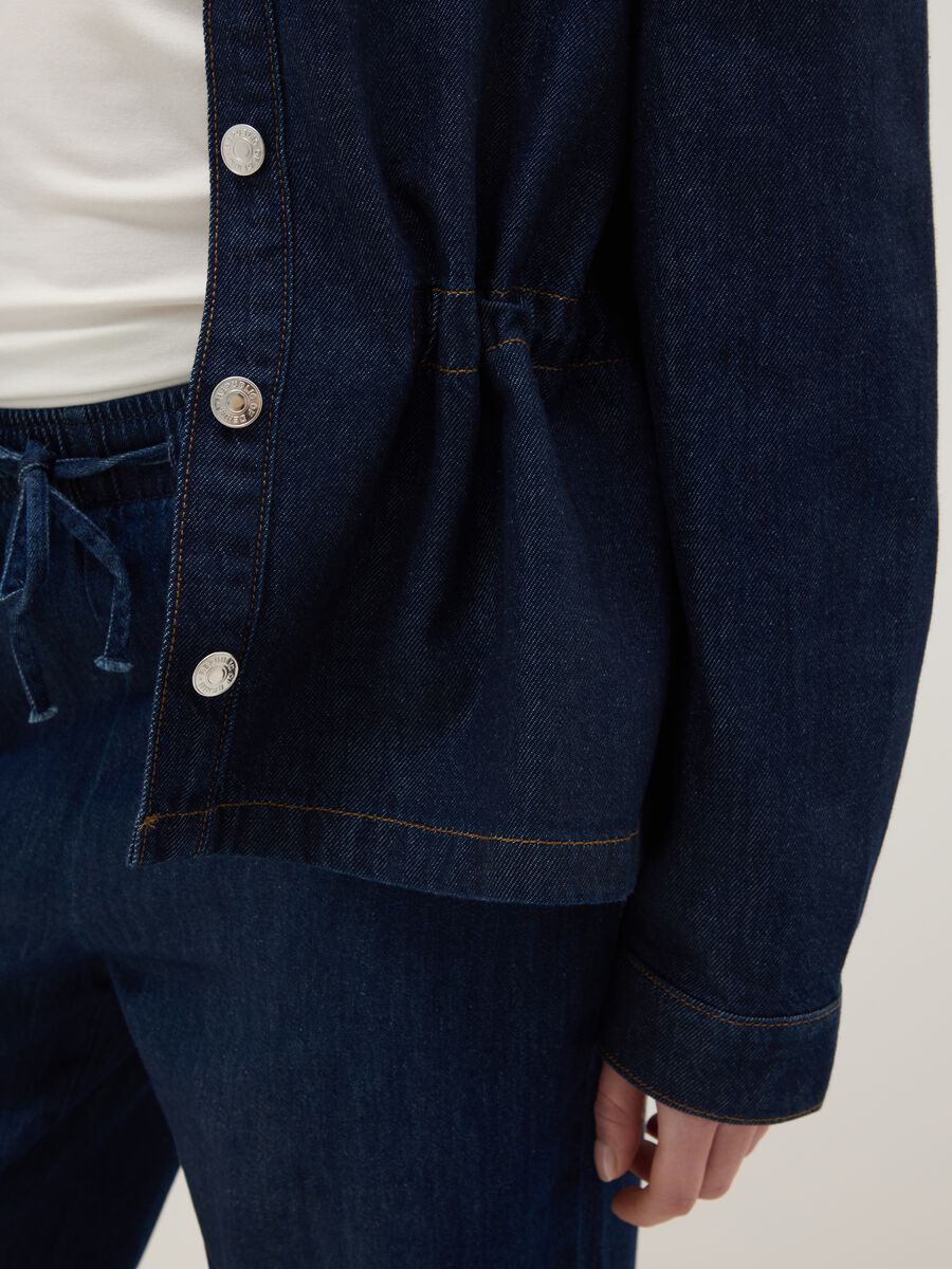 Blue denim jacket in pure cotton regular fit with buttons_3
