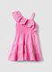 Girls' Pink Sleeveless Pure Cotton Dress with Ruffle Detail_0