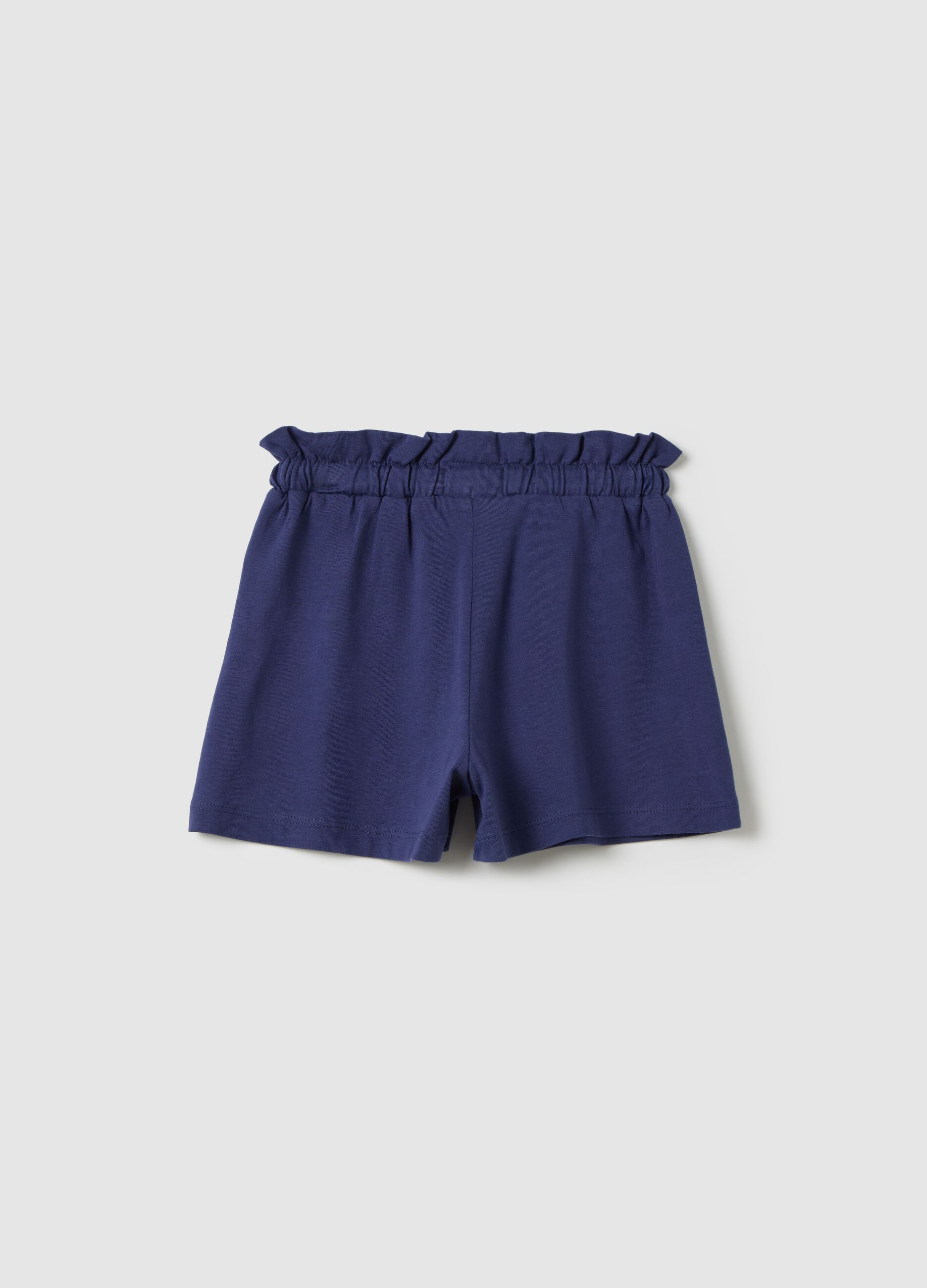 Shorts da bambina in puro cotone blu regular fit