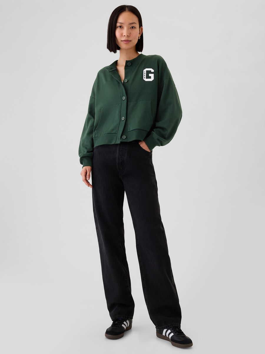 Oversized sweatshirt with buttons and logo embroidery_1