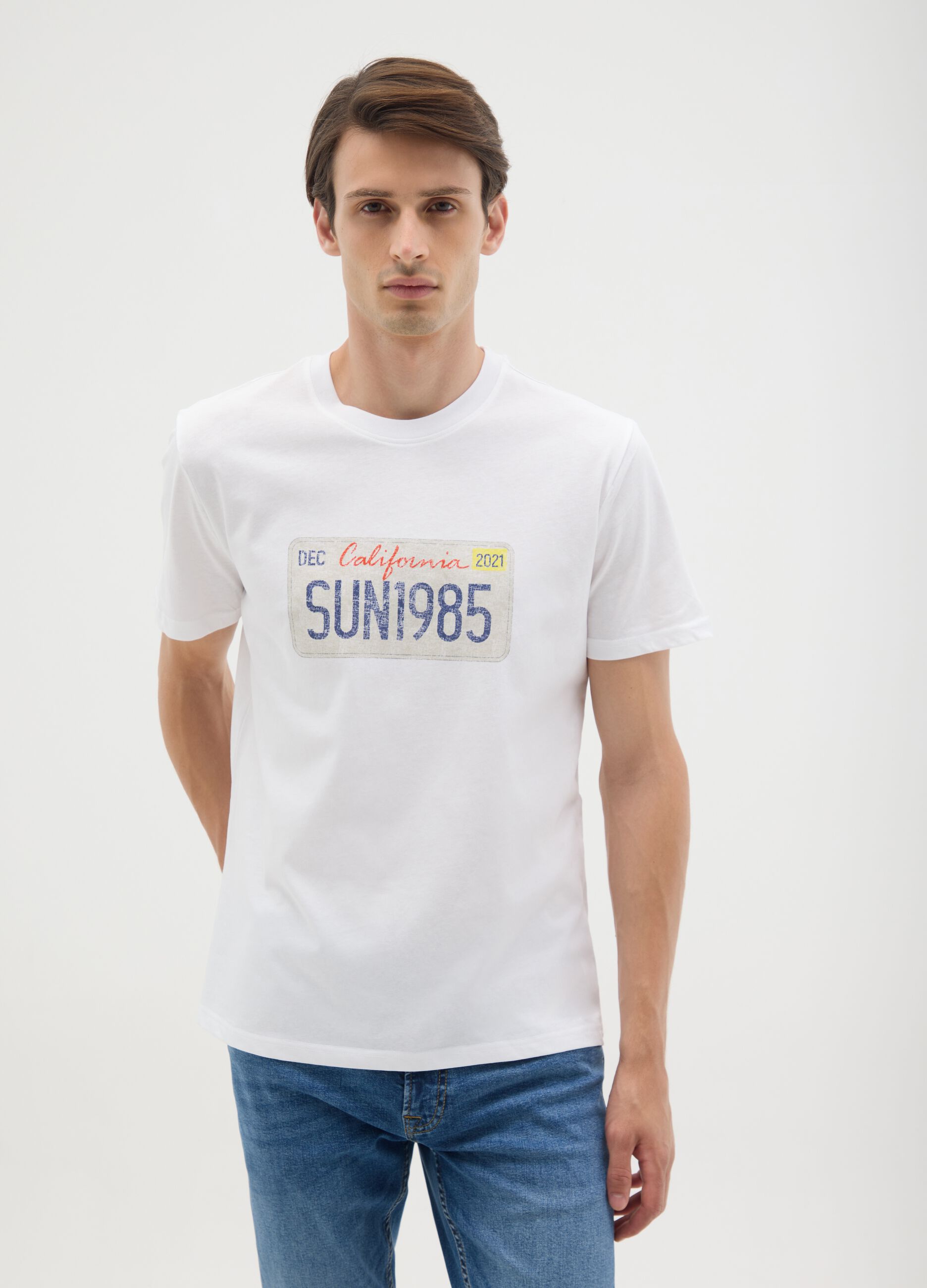 White pure cotton regular fit T-shirt