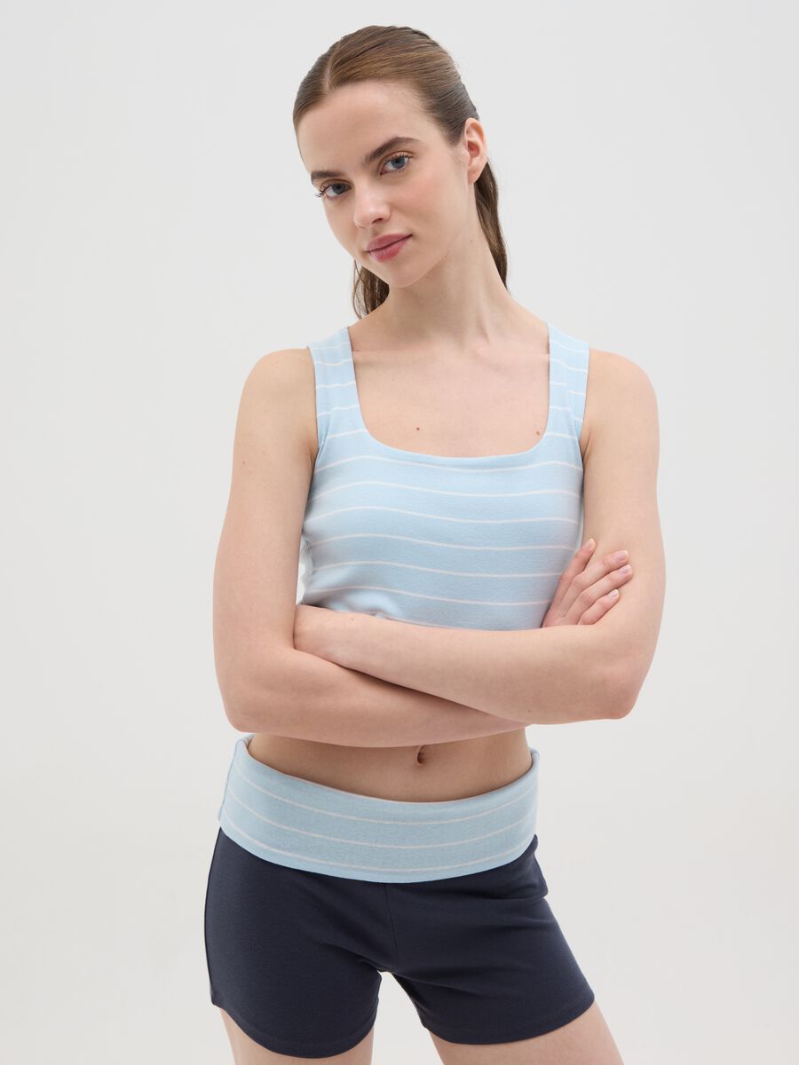 Women's fitted pure cotton azure cropped top_0
