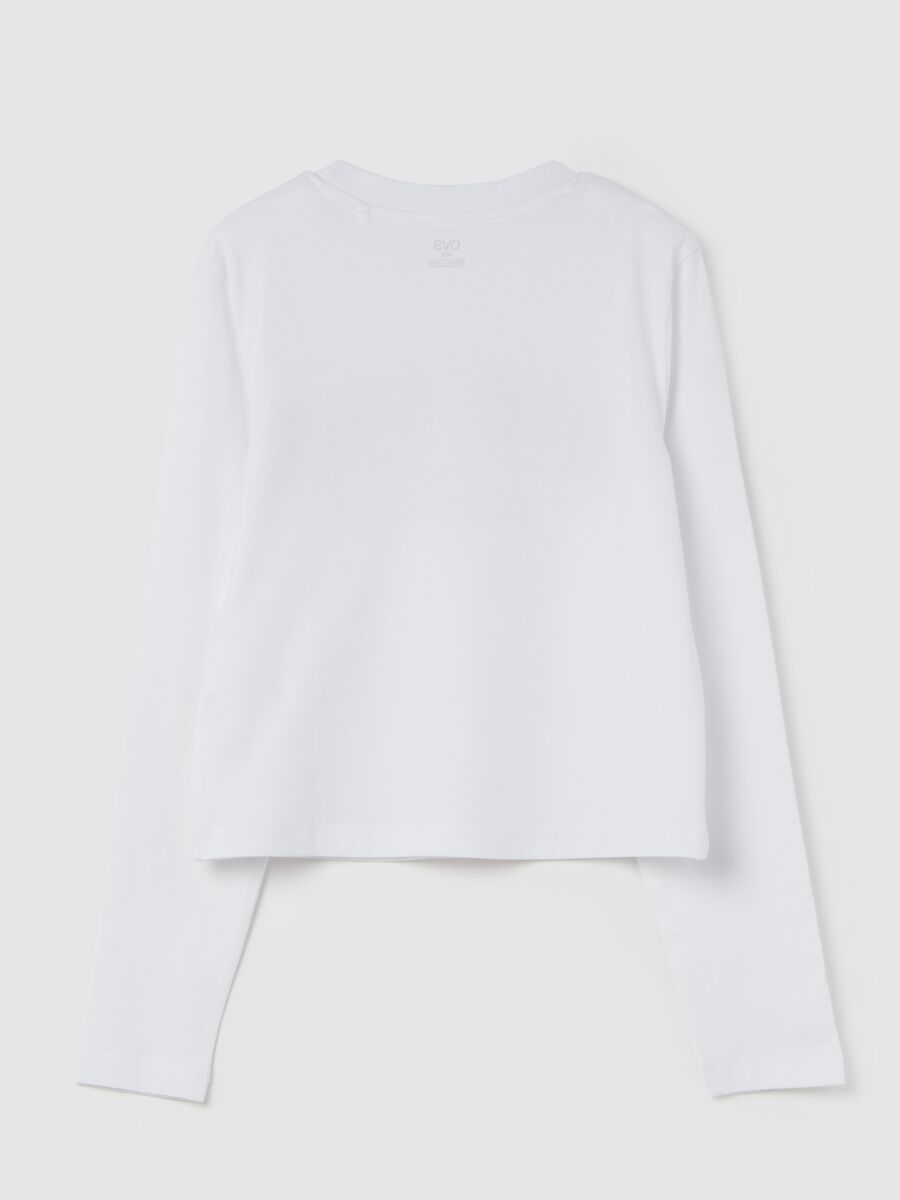 T-shirt crop a maniche lunghe con stampa_4
