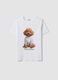 T-shirt bianca in puro cotone jersey e stampa cagnolino regular fit_0