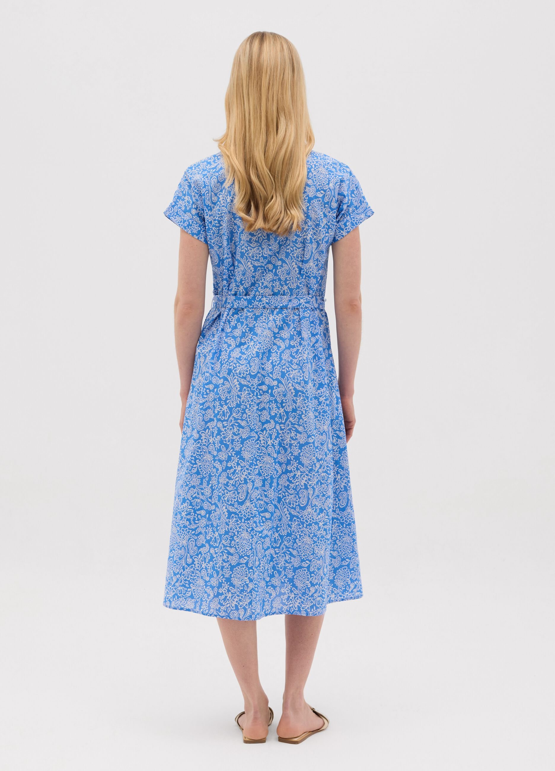 Abito da donna in puro cotone multicolor con stampa floreale